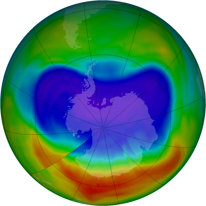 Antarctic ozone map for 19 September 2007